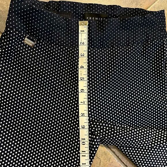 Premise Polka Dot Dark Navy and Cream Ombré Look Tummy Control Bengaline Pants S - Picture 5 of 13
